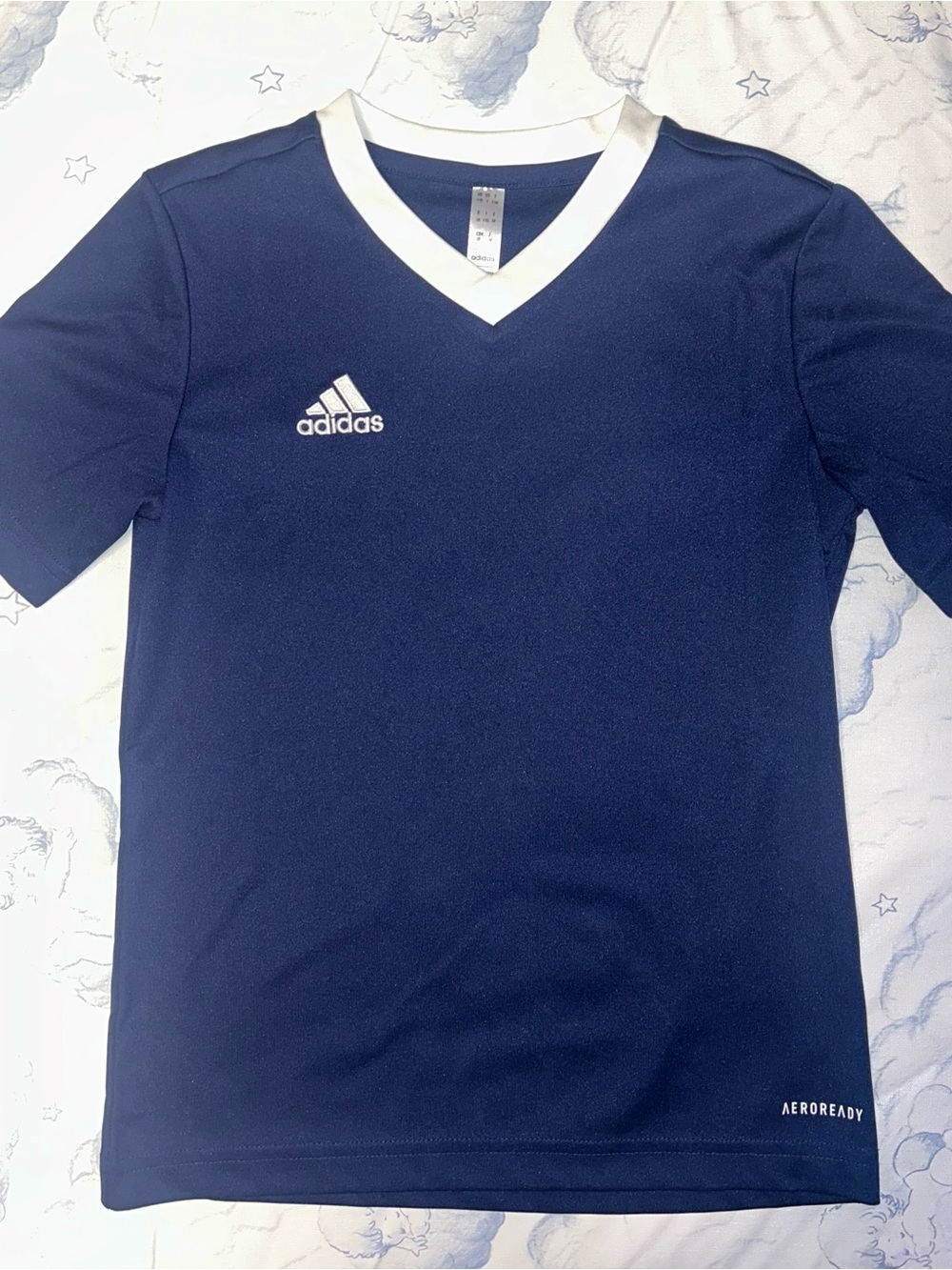 adidas Navy and White V-Neck AEROREADY Athletic Tee